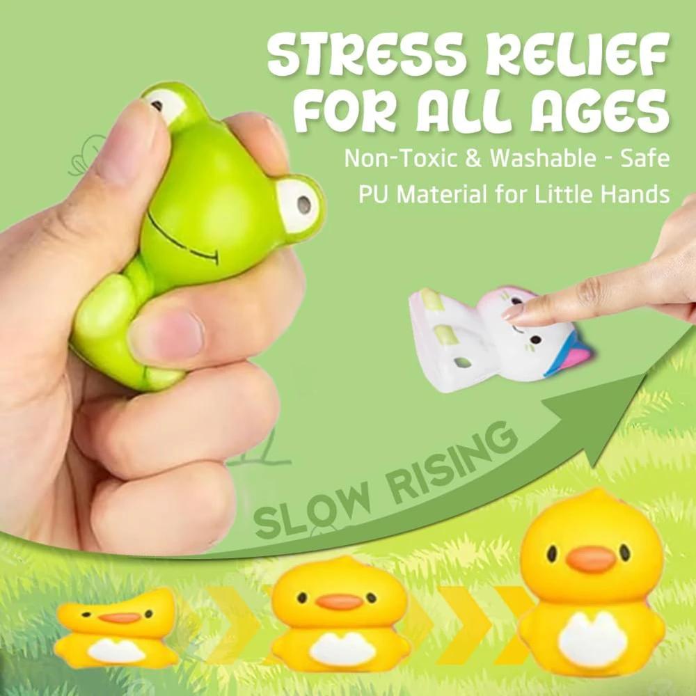 12/24PCS Easter Eggs Prefilled Slow Rising Squishy Toys Easter Squeeze Ball Stretch Animal Toy Squeezing Stretch Toys