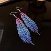 Diamond feather long fringed ear hook light luxury high-end earrings European and American fashion niche temperament earrings women
