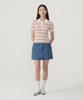 Covernat Woman Striped Collar Half Knit Pink
