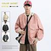 Autumn new large size fat couple casual Hong Kong style PU leather jacket men's loose solid color coat