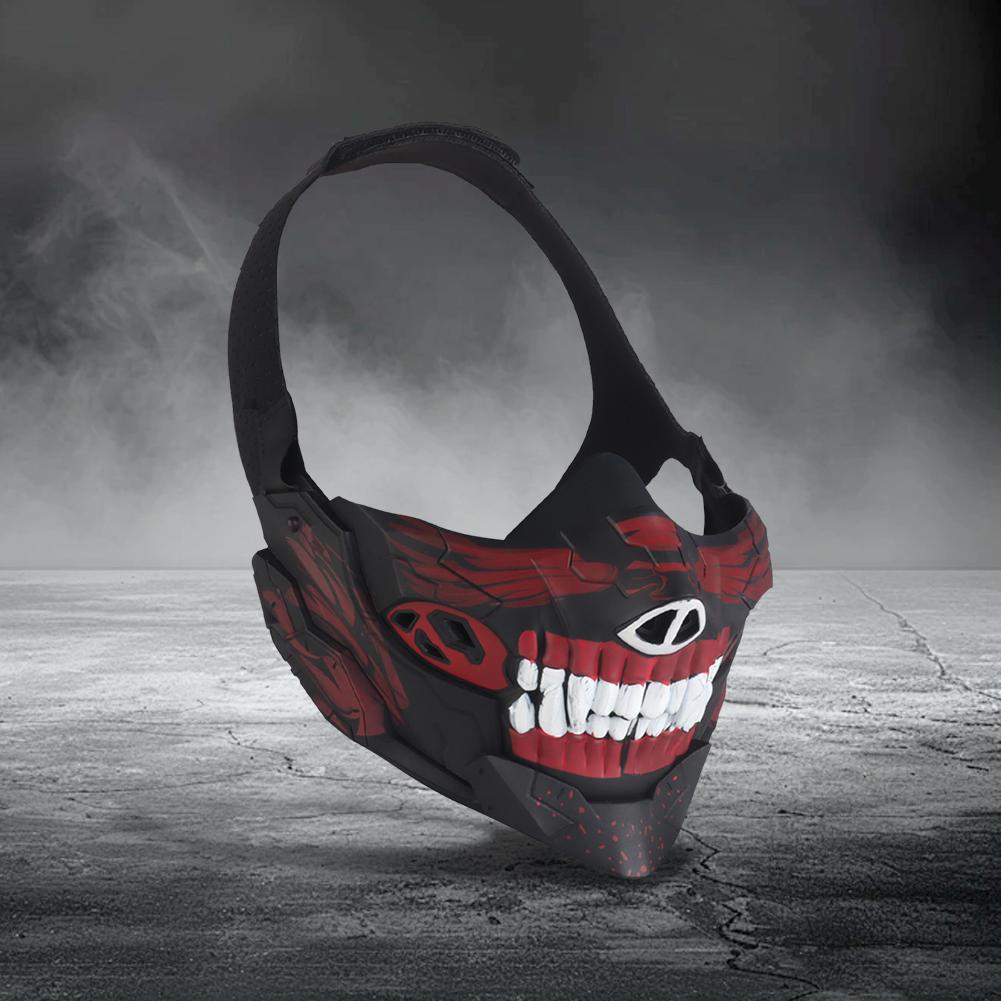 Skull Samurai Mask Half Face Protection Halloween Fangs Mask Breathable for Halloween Horror Props Party Supplies