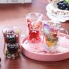 Dried Flower Body-Shaping Double-Walled Glass Cup with Handle and Heat Insulation for Coffee, Milk, or Juice