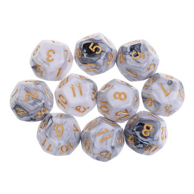 10 Pcs Polyhedral Dices 1-12 Numbers D12 Die for Casino Gambling House Props