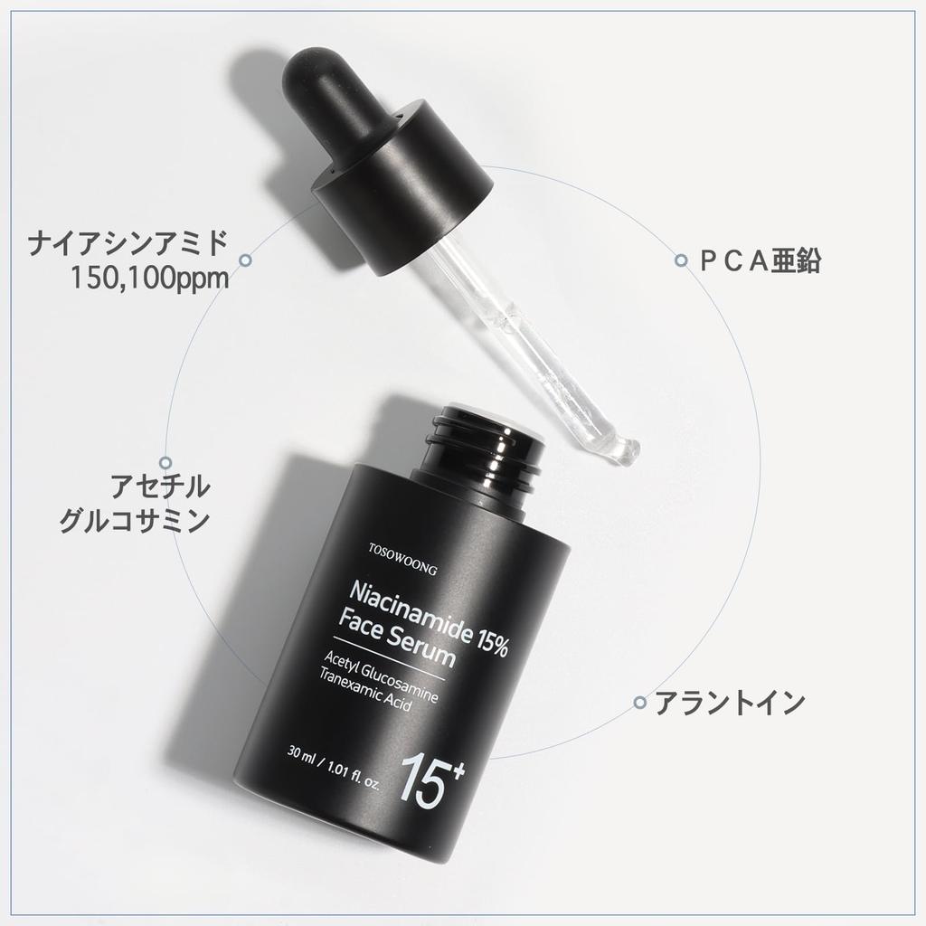TOSOWOONG Niacinamide 15 Face 30ml Serum with and Pore Skin Texture Korean Skincare Cosmetics Serum, (150,100ppm), Niacinamide, Zinc, PCA, Tightening,