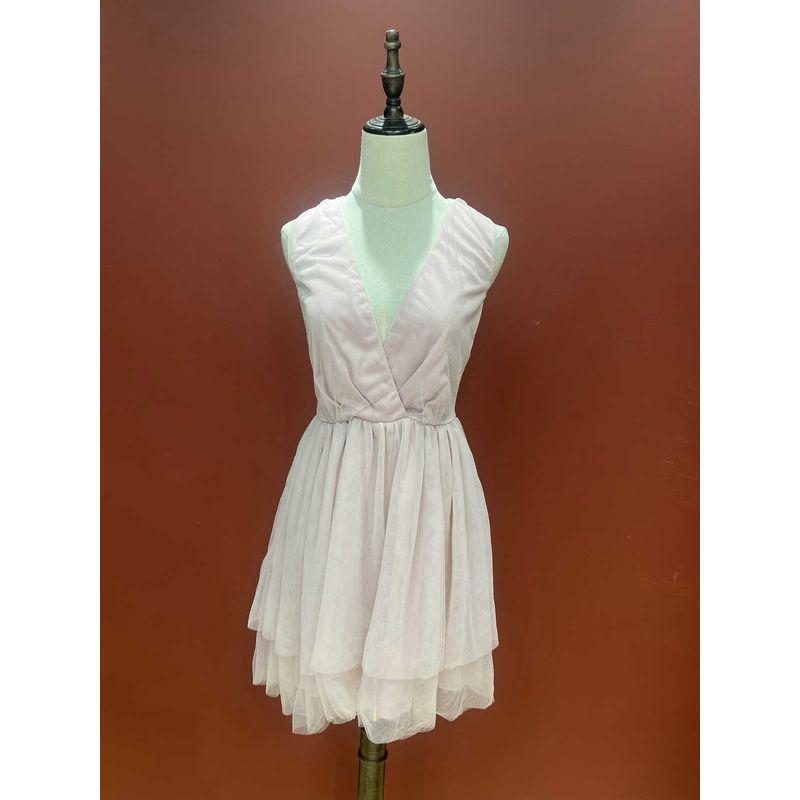 

Women s Bridesmaid Dress, Elegance Minimalist Sleeveless V Neck Short Tulle Tutu Dress Dress Pinkish XS