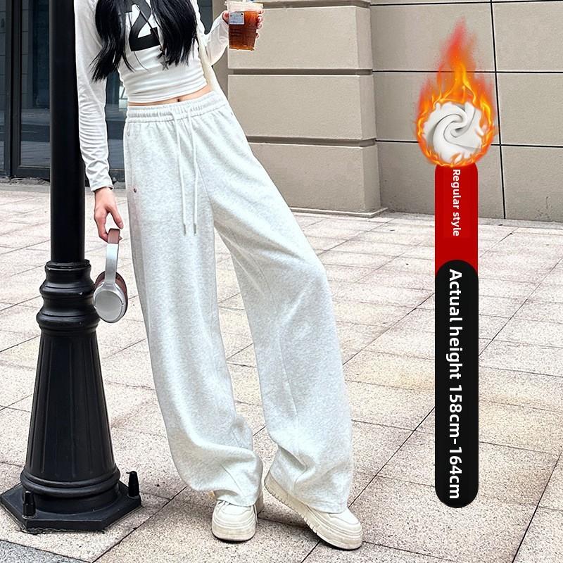 Fleece Wide Leg Pants For Women With High Waist And Casual Style