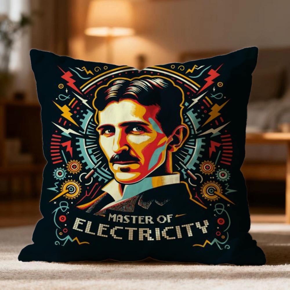 Popular NNikola Tesler Cushion Cover Soft Washable Pillow Case Multi-Scene for Couch Bed Travel Office Use