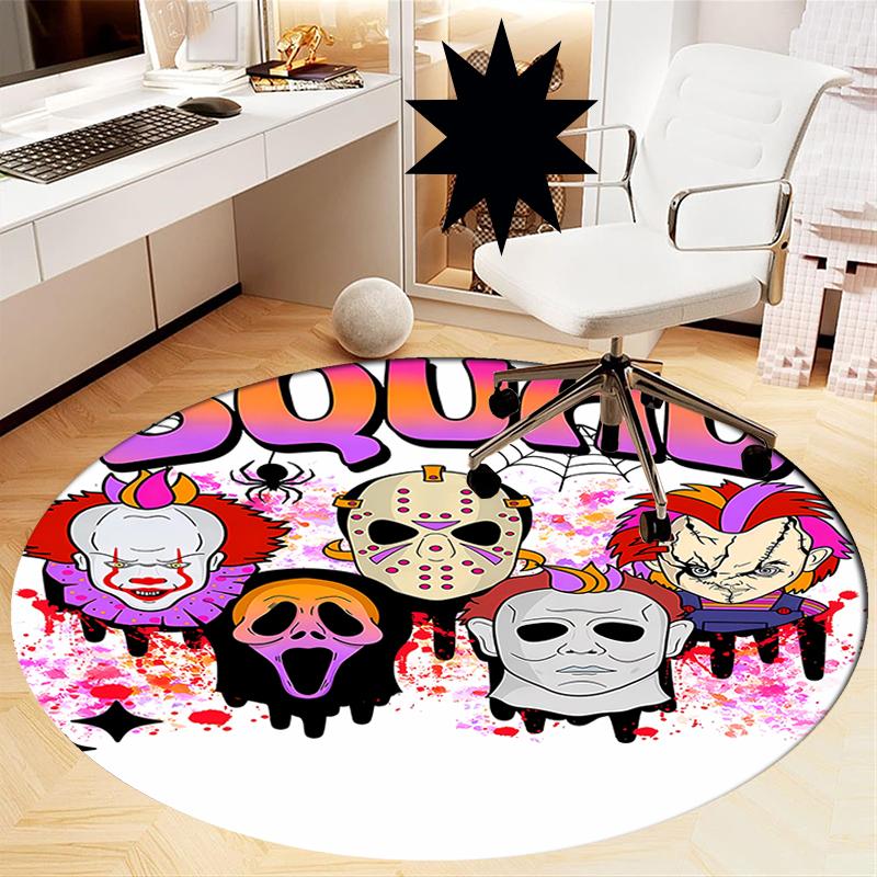 Halloween horror Printed Round Rug Carpet Chair Rug Area Rug Entryway Doormats,for Office Chair Living Room Bedroom Kitchen Room.