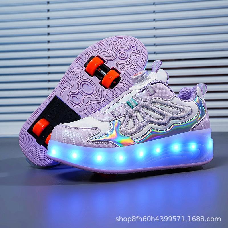 Buty na kółkach mogą kurczyć się automatyczne czterokołowe rolki ładujące świecące buty dla dzieci