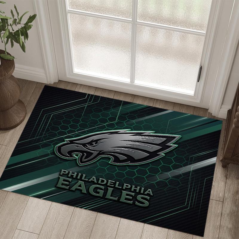 Tappeto in Cristallo Velluto Design Philadelphia Eagles Accogliente Non?Tappeto Stampato Antiscivolo per Camera da Letto Soggiorno Ingresso