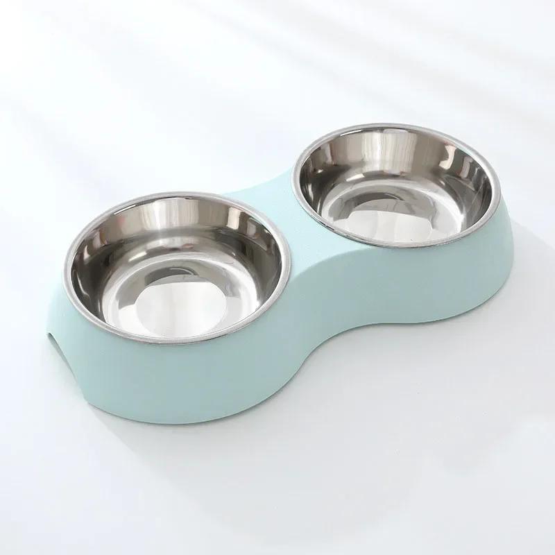 Double Pet Food Bowl Stainless Steel Drinkware Pet Drinking Food Dog Food Puppy Feeding Supplies Kitten Food Water Accessories A