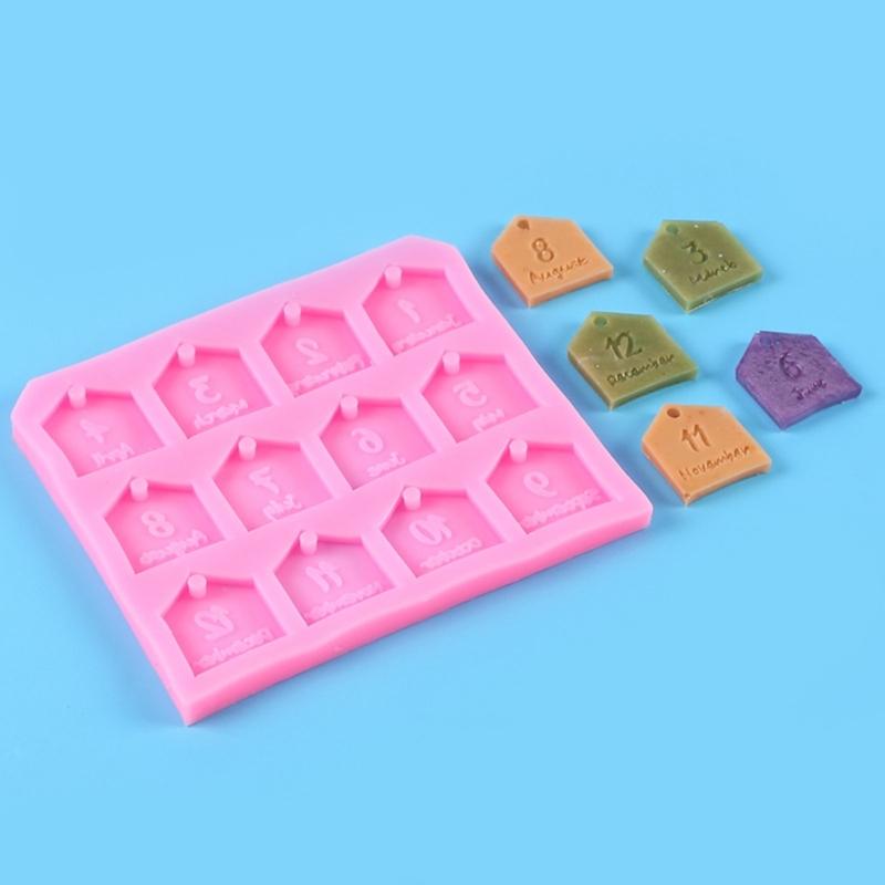 3D Month Label Shape Silicone Flexible Food Grade Mould Clay Resin Ceramics Candy Fondant Candy Chocolate Soap Mould