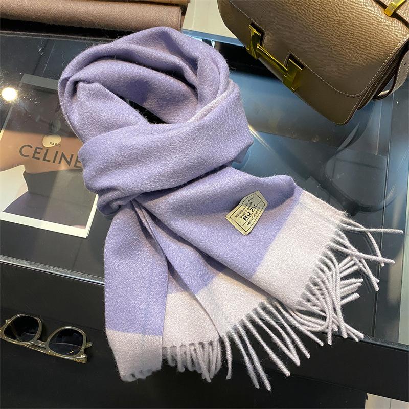 Water ripple pure cashmere double-sided contrasting scarf couple winter women