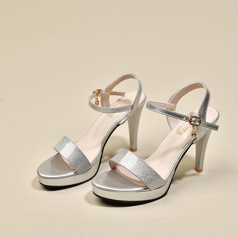 Fashion Women's Stiletto Sandals Summer New Round Head Open Toe Thick Soles Anti-slip Waterproof Wear-resistant High Heels