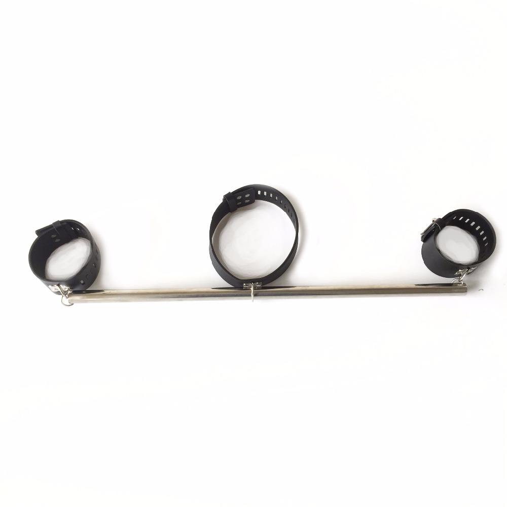 Black Emperor Stainless Steel & Leather Collar and Handcuff Devices Bdsm Bondage Adult Sex Toys for Couples