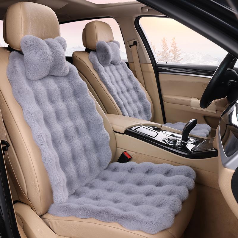 Plush Faux Rabbit Fur Car Seat Cushion: Luxurious Lumbar Support for Autumn and Winter Comfort