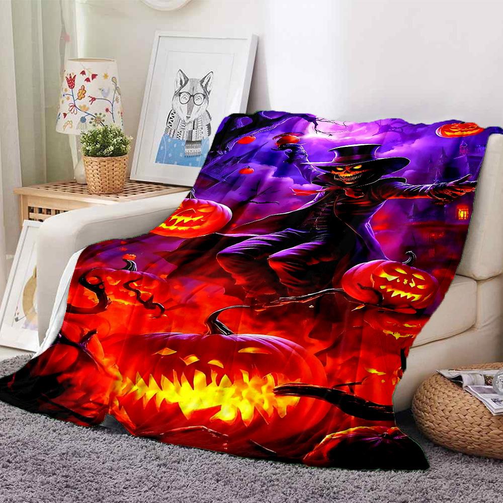 1 Stück Halloween Kürbis Laternen Decke, Überwurf für Sofa, Bett, Reisen, Camping, Wohnzimmer und Bett, Bedruckte Decke Mit Weichem Und Warmem Stoff yy250918