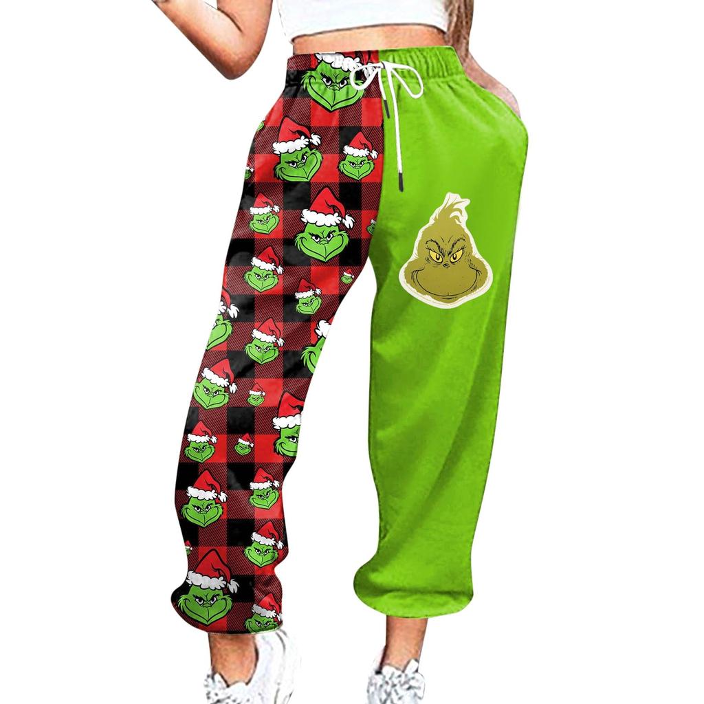Women's Casual Fashion Christmas Printed Casual Sweatpants Elastic Waist Drawstring Pants