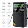 Portable Radio AM/FM/SW Pocket Radio with Rechargeable Battery Best Reception Support Wired Earphone FM Receiver Radio for Elder