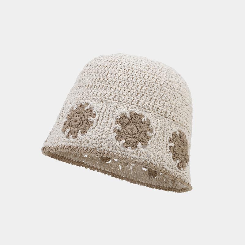 Hollow Floral Crochet Bucket Hat - Handmade Vacation Sun Hat Versatile & Artistic Design for Women Crochet Cap