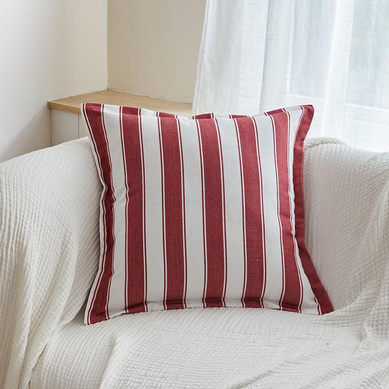 

Polyester-cotton Red and White Plaid Striped Edge Tassel Pillow Office Lumbar Support Waist Simple Solid Color Pillow 45 * 45 (excluding core)