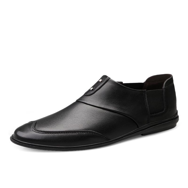 Men s Genuine Leather Slip-on Casual Shoes, Four Seasons, Large Sizes, Soft Sole Driving Moccasins 42 чёрный