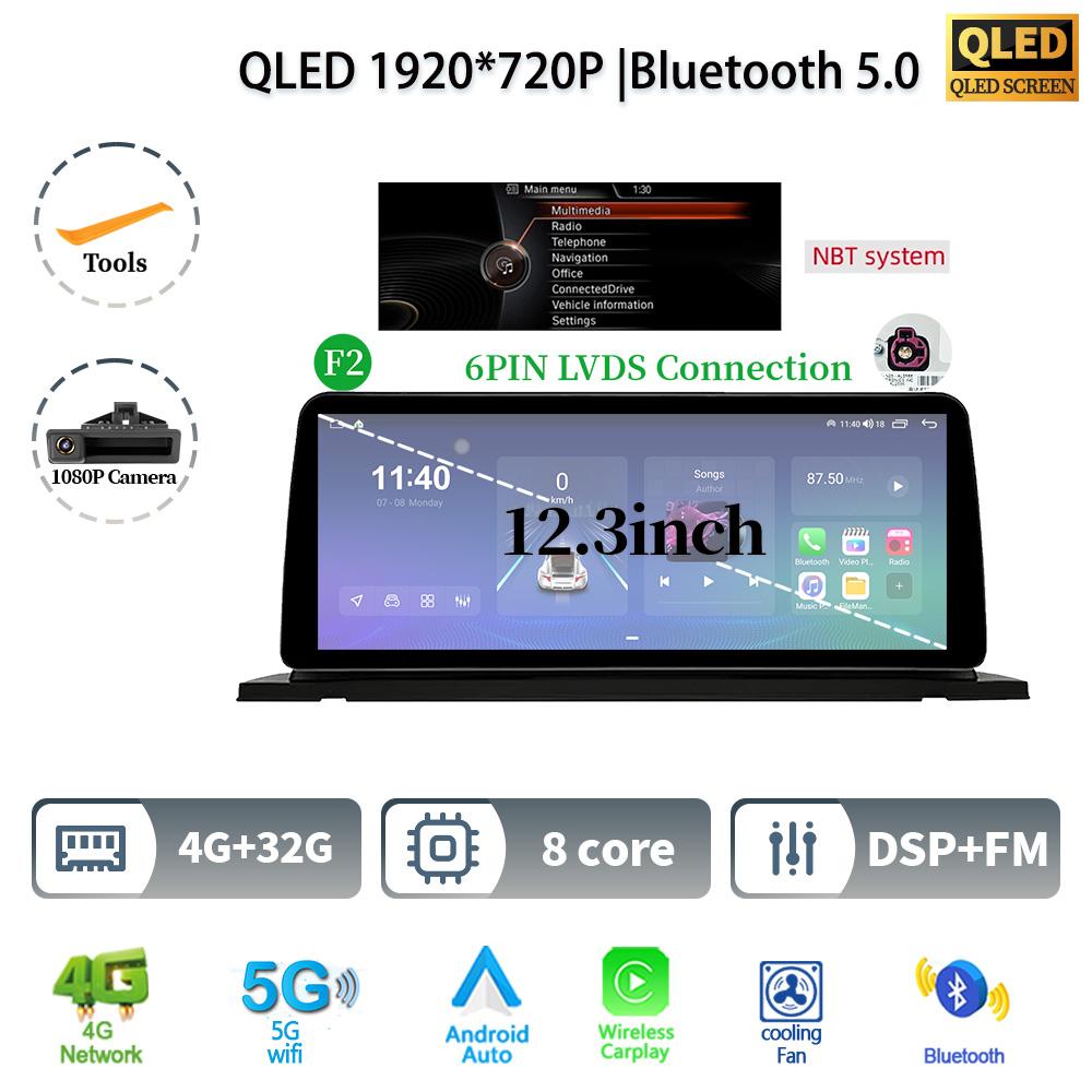 12.3" For BMW 5 Series F07 GT 2011-2017 Android 14 Car Radio Multimedia Stereo 4G GPS Navigation WIFI Wireless BT CarPlay Screen