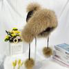 Winter Hats Women Natural Fox Fur Fuffy Warm Fashion Stylish Knitted Pompom Girls Fur Hat