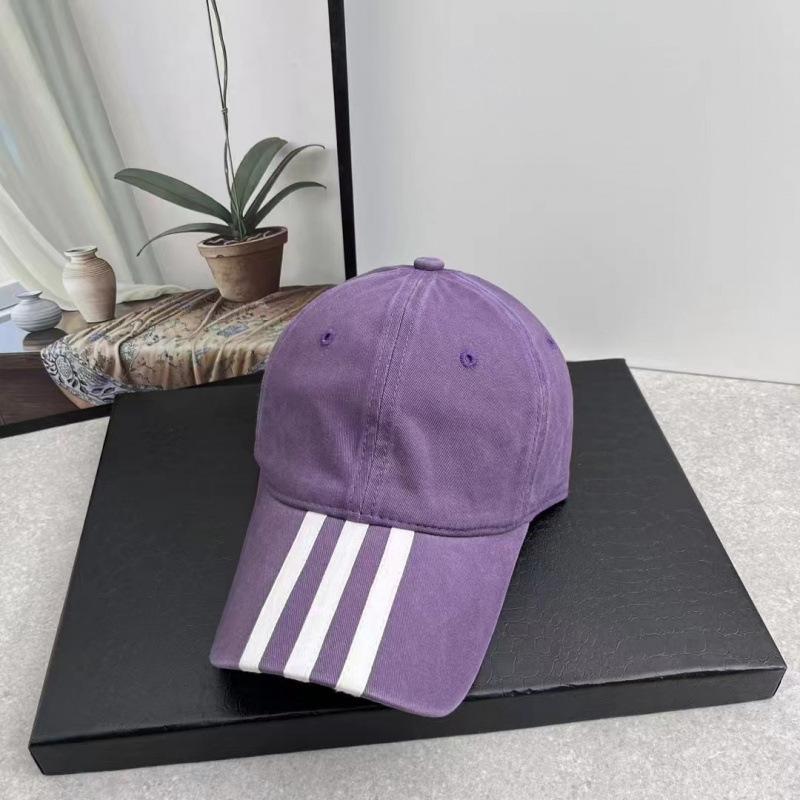 Hat Men and Women Outdoor Baseball Cap Spring Solid Color Extended Brim Baseball Cap Striped Hat Black Cotton