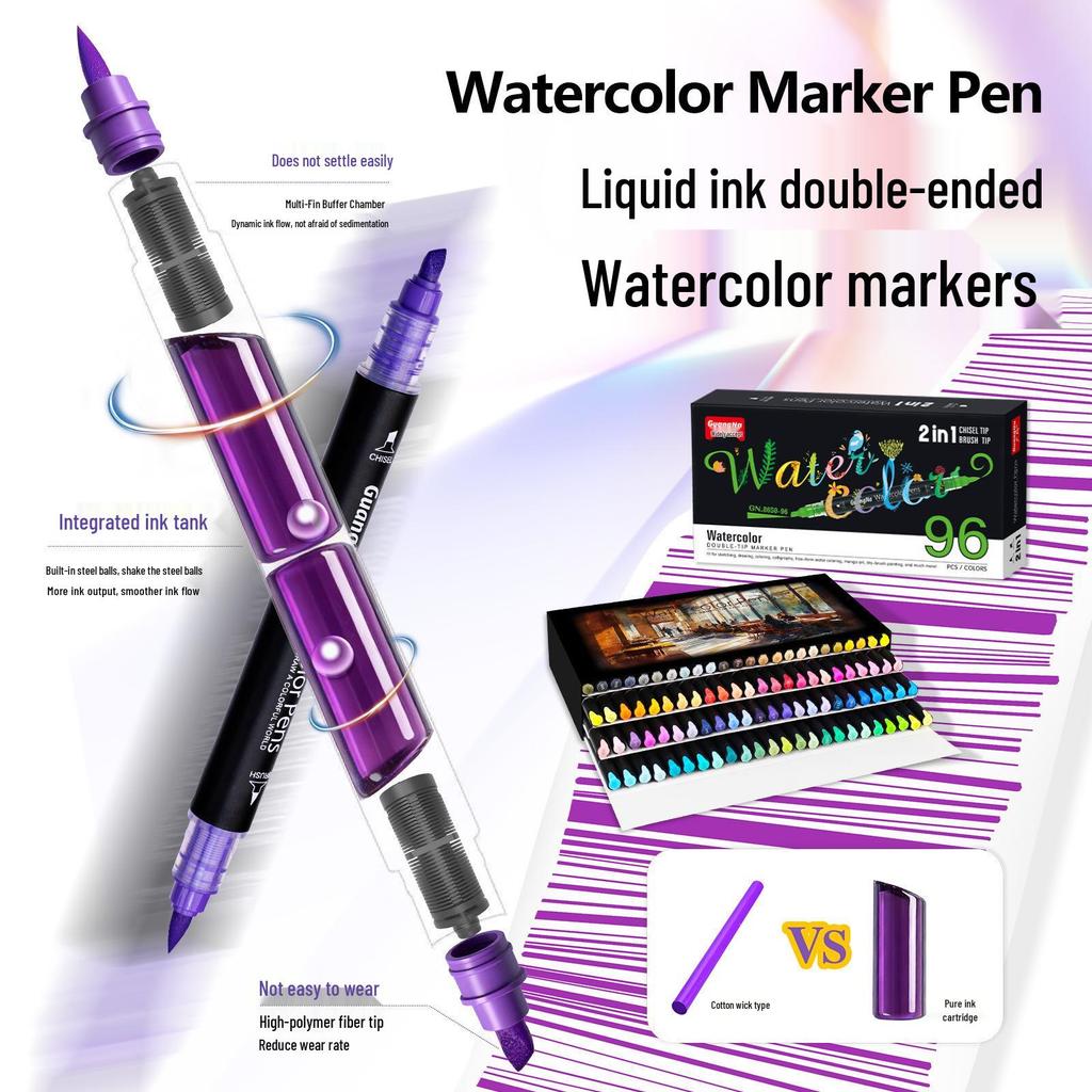 Guangna 8650 Double-Ended Waterproof Acrylic Markers - Soft & Angled Tips for DIY Graffiti & Watercolor Art.