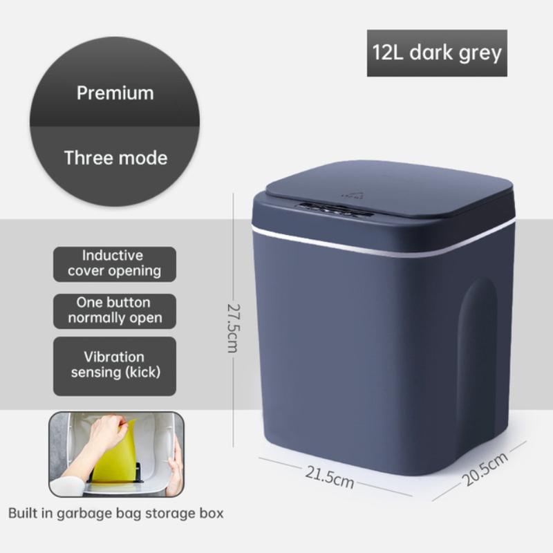 18Lnew Luminous Intelligent Automatic Induction Trash Can Kitchen Living Room Toilet Spray Disinfection Folding Storage Box Home