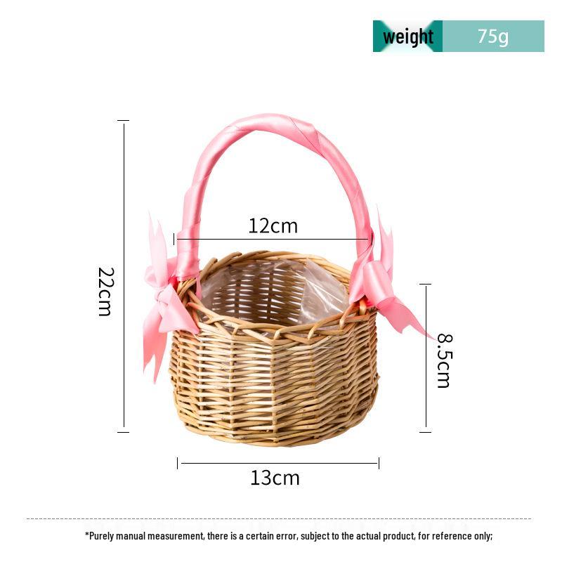 Willow Woven Princess Handbag: Floral Basket, Wedding Gift, and Pastoral Flower Arrangement Souvenir