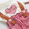 Pet Circle Plaid Outfit With Leash Clip Dogs Cats - Valentine Love Couple Style