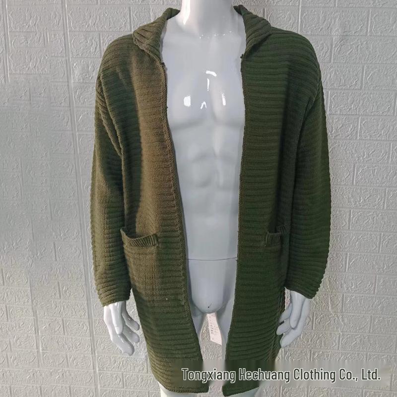 Men's Solid Color High Neck Long Sleeve Knit Cardigan Sweater - 2025 Autumn/Winter Collection