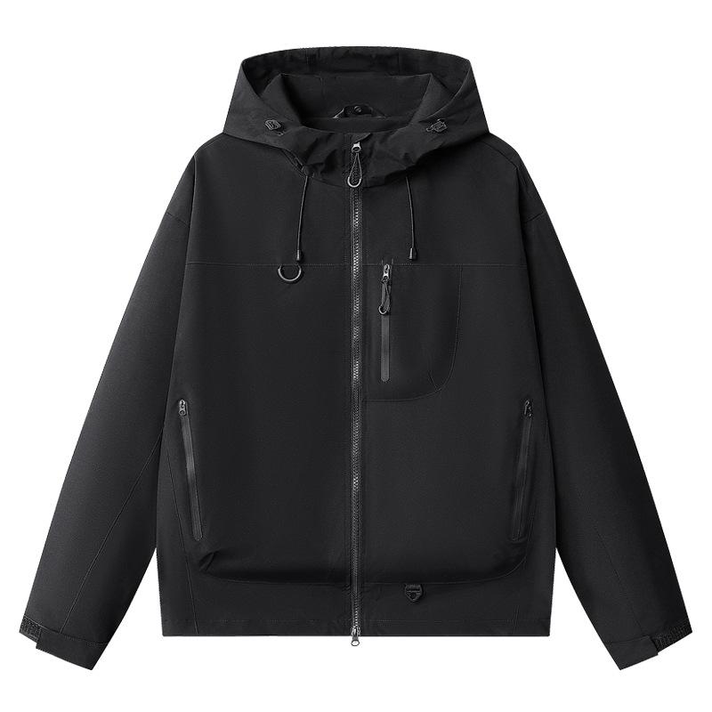 

Men Jacket Windproof Waterproof Hiking Outdoor Mountaineering Coat Lightweight Breathable Sports Windbreaker Trekking Parka S чорний
