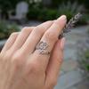 Women Adjustable Thumb Open Rings Silver Color Stacking Knuckle Rings Irregular Geometric for Wife Girls Mother Trendy Jewelry