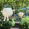 Smiling Face Planter Pot Resin Flower Pot with Four Limbs Fun Irregular Shape