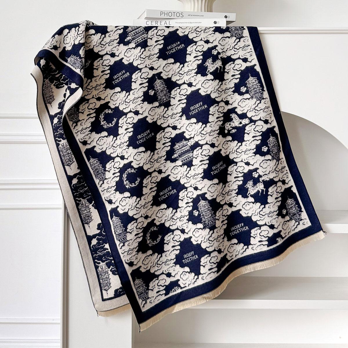 

Женский двухсторонний жаккардовый шарф пашмина Имитация кашемира Мягкий Теплый С бахромой Пашмина Зимний Холодостойкий Ветрозащитный Плед Шаль