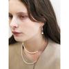 925 Silver + Rose Gold White Natural Pearl Small Symbol Chain Necklace