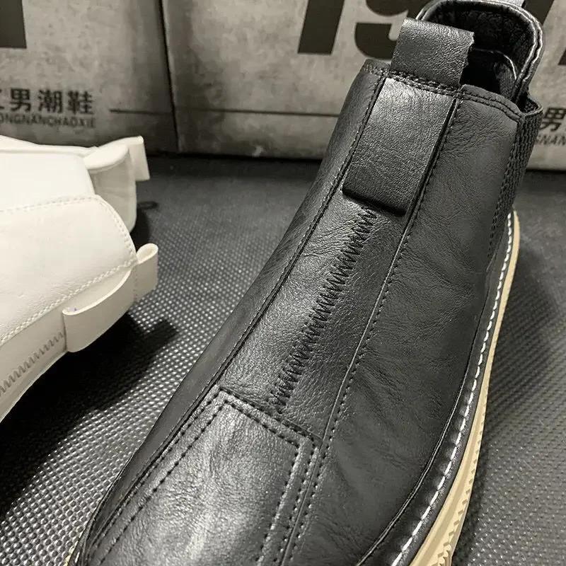 Fashion Men's Ankle Boots New High-top Flat Casual Shoes Men's Autumn and Winter Plush Men's Boots Fashion Shoes for Men Leather Shoes