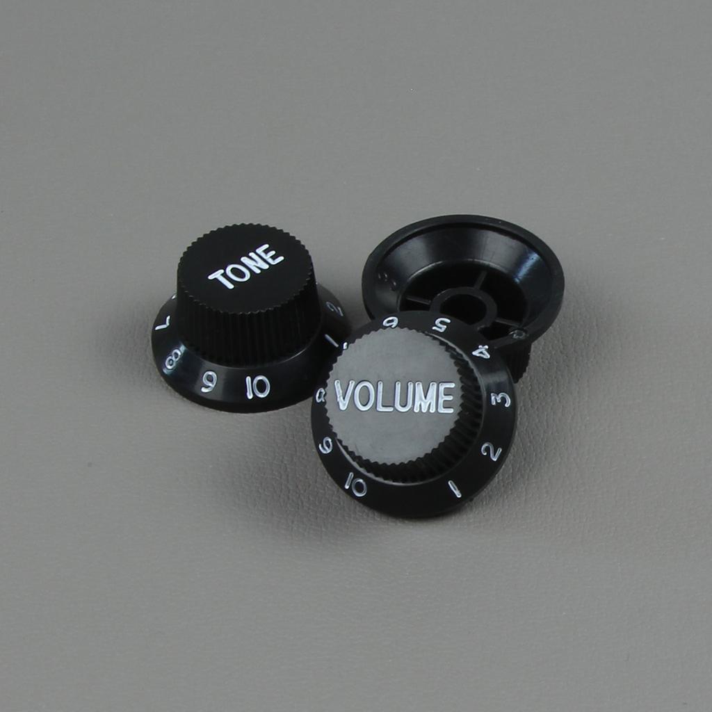 FLEOR 3PCS Plastic ST Guitar Knobs 2T1V Volume Tone Control Knobs Top Hat Caps Buttons Electric Guitar Parts