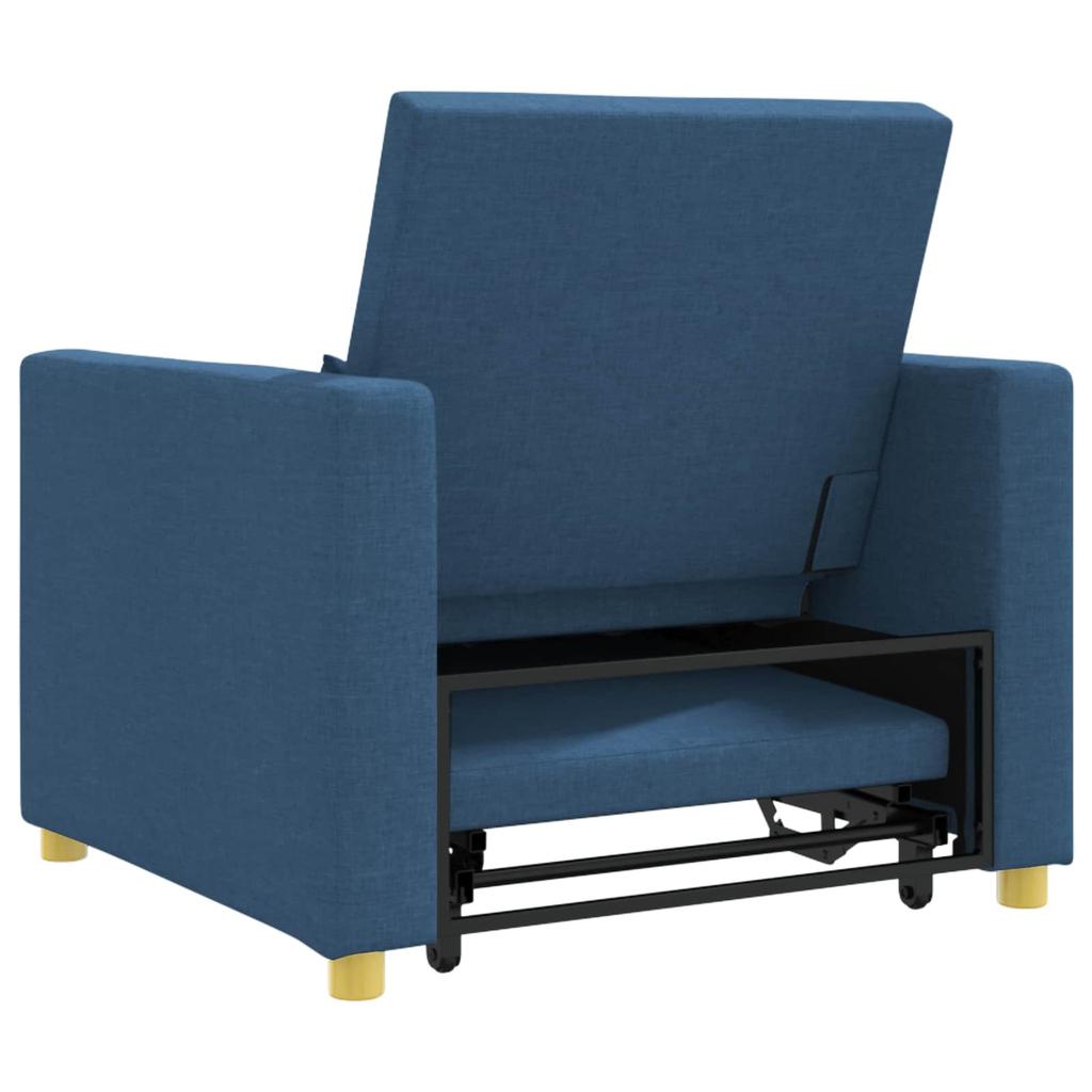 Extendable Sleeper Sofa Single Blue 90 x 165 x 87 cm Fabric