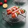 8 Inch Outdoor Grill Set with Skewers Square Air Fryer Grill Steamer Stainless Steel Barbecue Bracket BBQ Air Fryer Accessories