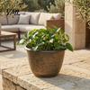 Retro Embossed Plant Pots 12 Inch Thickened Flower for Outdoor Indoor, Plastic Leaf-Pattern Texture Decorative Courtyard Planter with Drainage Hole &