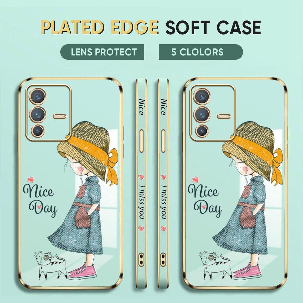 For Honor 90 70 50 X7a X9a P30 Pro P40 Lite Infinix Hot 40i 30i Vivo Y22 Y18 V30 Pro V40 Lovely Girl Design Soft Plated TPU Phone Case