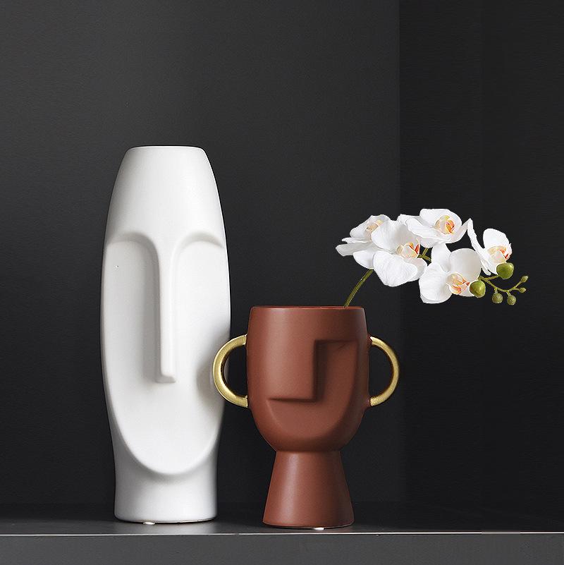 Ceramic People Face Statue Creative Wine Cabinet Decoration Ornament TV Cabinet Desktop Crafts Living Room Home Decoration