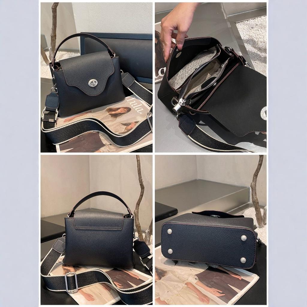 Top Layer Cowhide Crossbody Women's Bag Trendy Street Photography Genuine Leather Flip Bag Multi Component Pure Cowhide Casual Bag