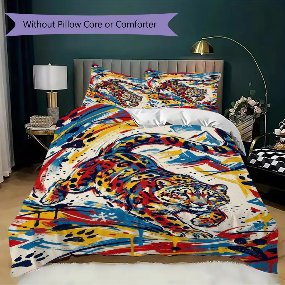 Snow Leopard Animal Pattern Bedding uilt Set uilt Cover Pillowcase Home Decoration Birthday Gift (1 * duvet cover + 2 * pillowcase without core)111