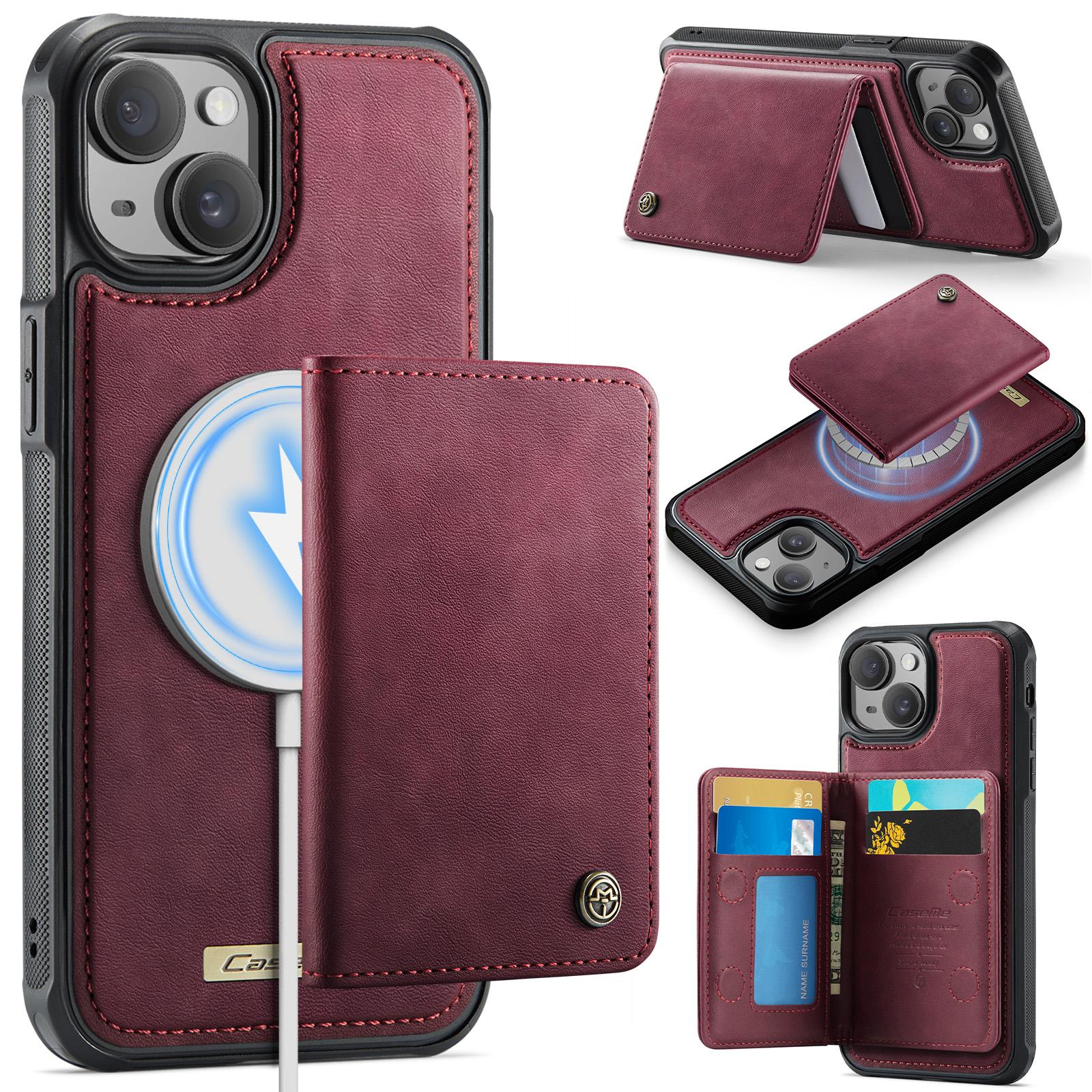 

For iPhone 15 Magnetic Case CASEME ME80 Series Leather PC TPU Phone Cover with Detachable Wallet