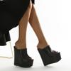 Fashion Sandals Summer 2025 New Women Slippers Platform Trend Super High Heels Ladies Shoes Pumps Black Soft Leather Thick Slides Mujer